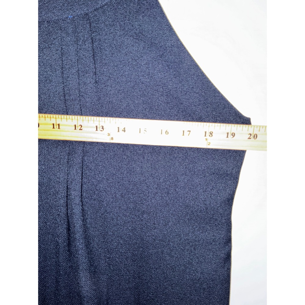 Signature Style Dress Women M Navy Blue Pleated Halter Neck Crepe Lined Mini - Picture 6 of 9